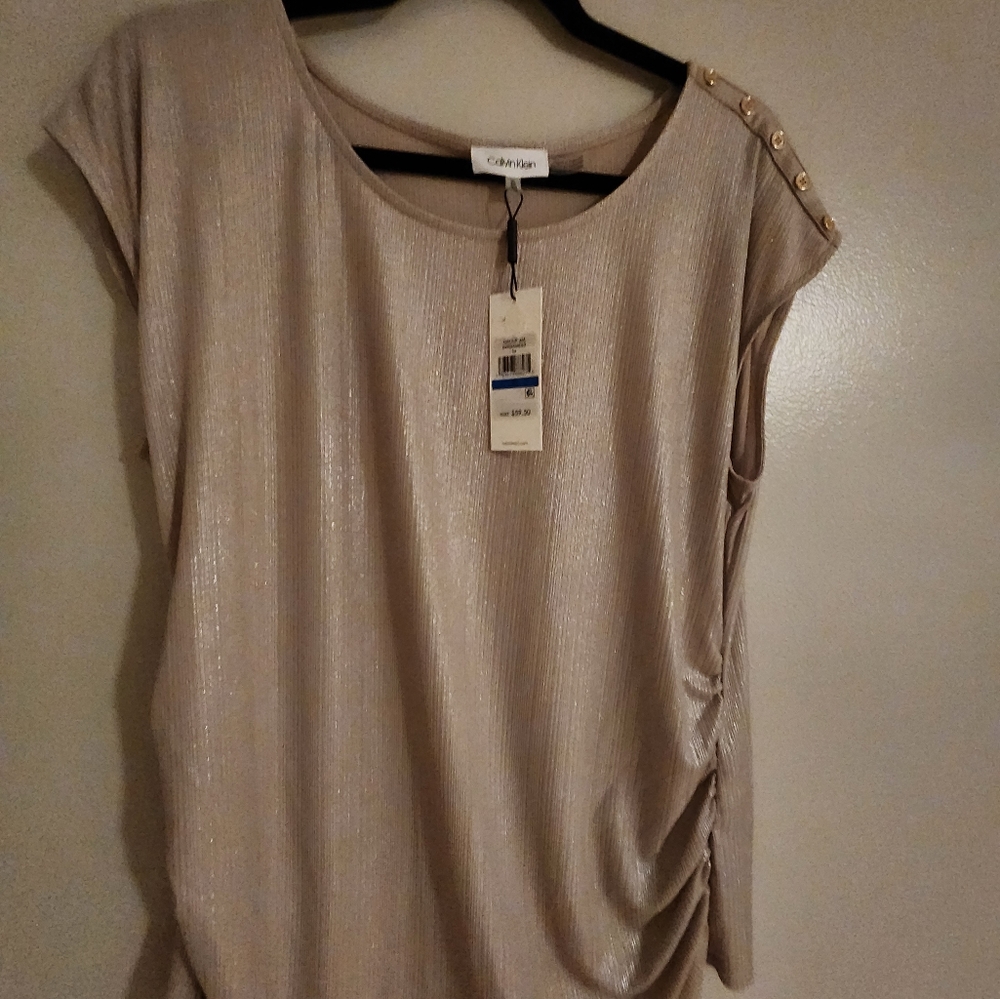 Ladies Tan Calvin Klein Dressy Summer Top